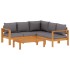 Set sofás de jardín con cojines 4 pzas madera maciza de