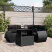 Set de muebles de jardín 5 pzas y cojines ratán sintético negro