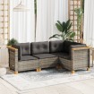 Set de sofás de jardín 4 pzas y cojines ratán sintético gris