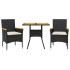 Set de comedor jardín 3 pzas con cojines ratán PE acacia