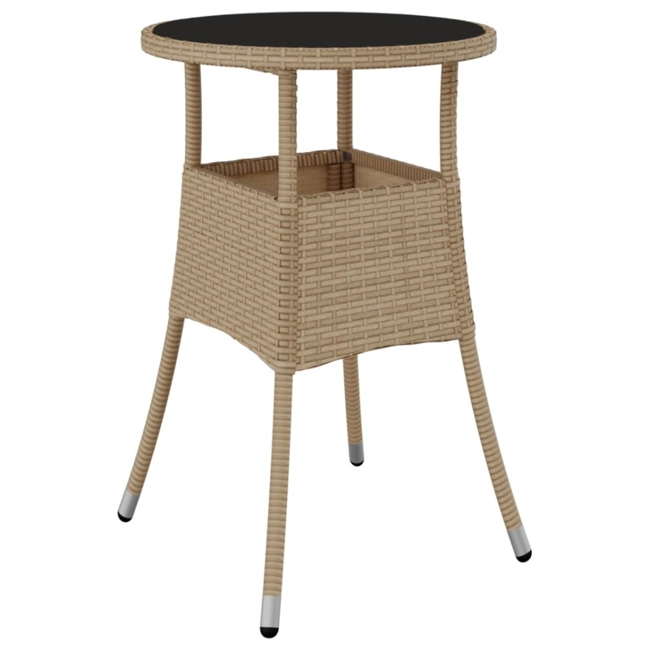 Set comedor jardín 3 pzas cojines ratán sintético vidrio