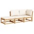 Set de muebles para jardín 3 piezas con cojines madera