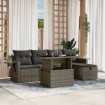 Set de muebles de jardín 6 pzas y cojines ratán sintético gris