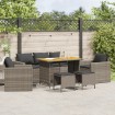 Set de muebles de jardín 6 pzas y cojines ratán sintético gris