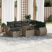 Set de sofás de jardín y cojines 8 piezas ratán sintético gris