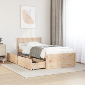 Estructura de cama sin colchón madera maciza pino 75x190