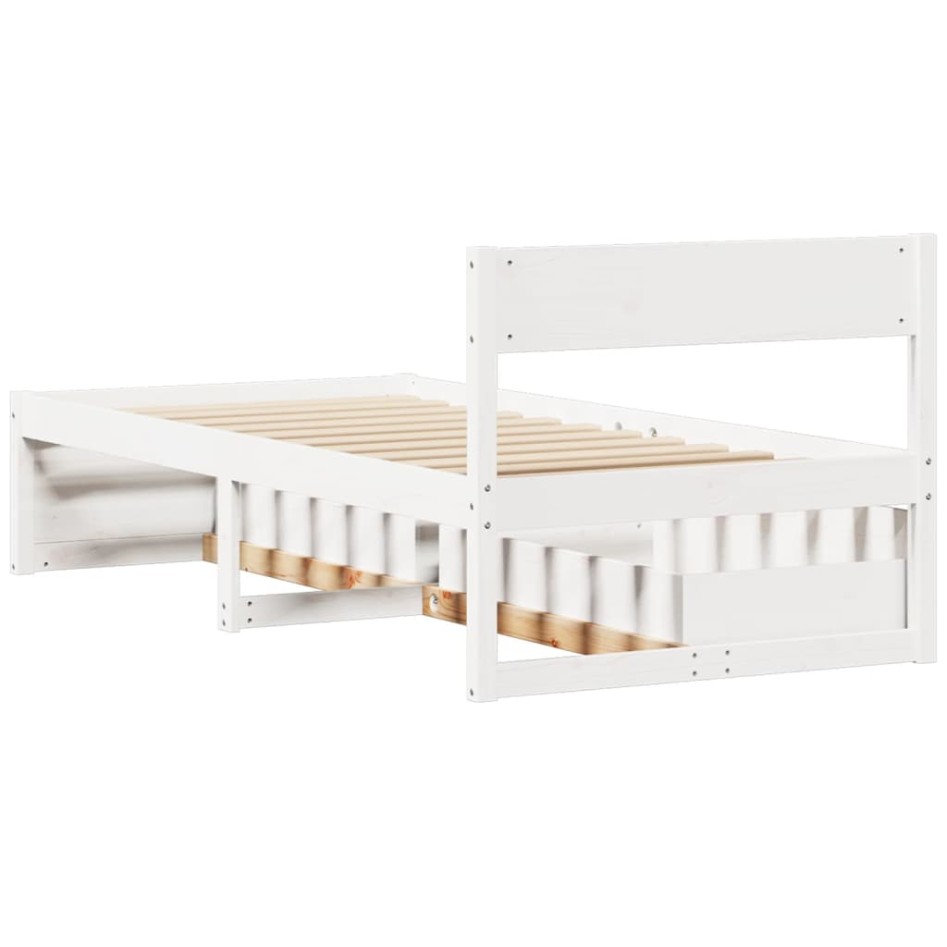 Estructura de cama sin colchón madera maciza blanca 90x190
