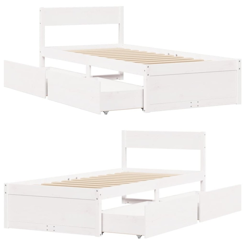 Estructura de cama sin colchón madera maciza blanca 90x190