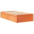 Cama sin colchón madera maciza de pino marrón cera 100x200