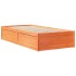 Cama sin colchón madera maciza de pino marrón cera 100x200