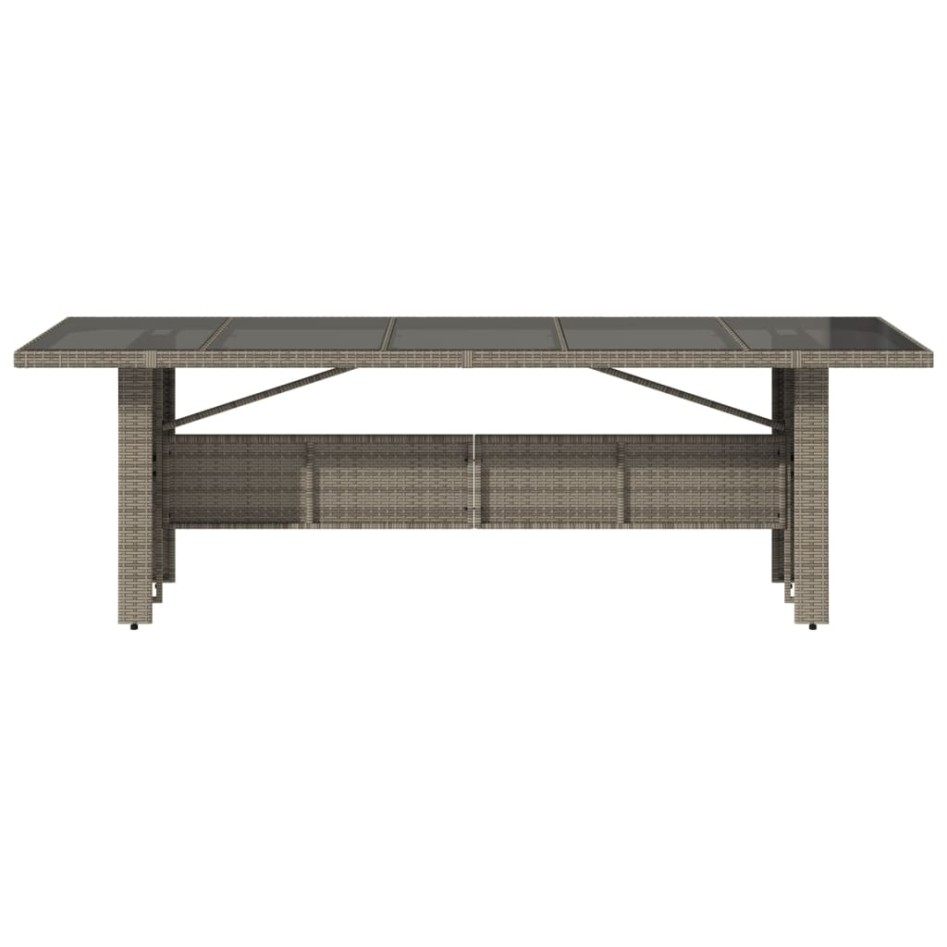 Mesa de jardín superficie de vidrio ratán PE gris 240x90x75