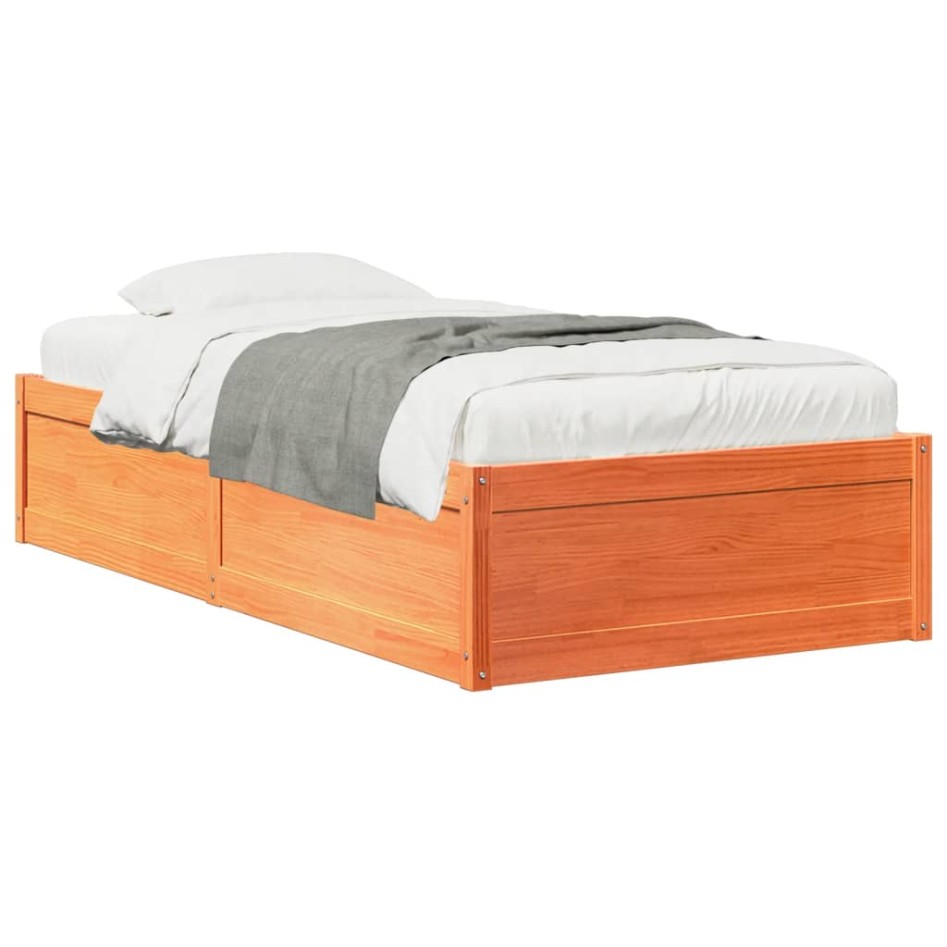 Estructura de cama sin colchón madera maciza marrón 90x190