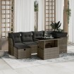Set de sofás de jardín 7 pzas con cojines ratán sintético gris