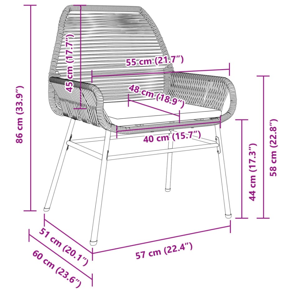 Sillones de jardín con cojines 2 uds ratán sintético