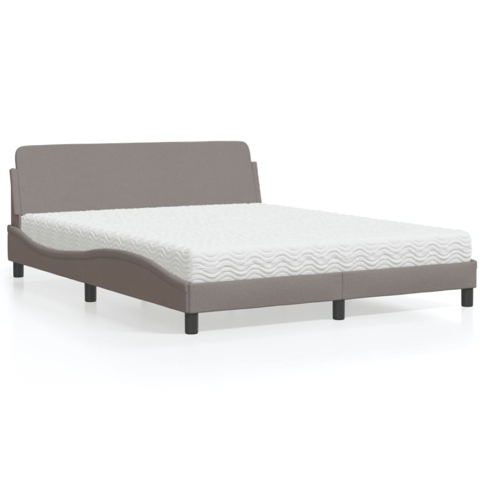 Cama con colchón de tela gris taupe 160x200