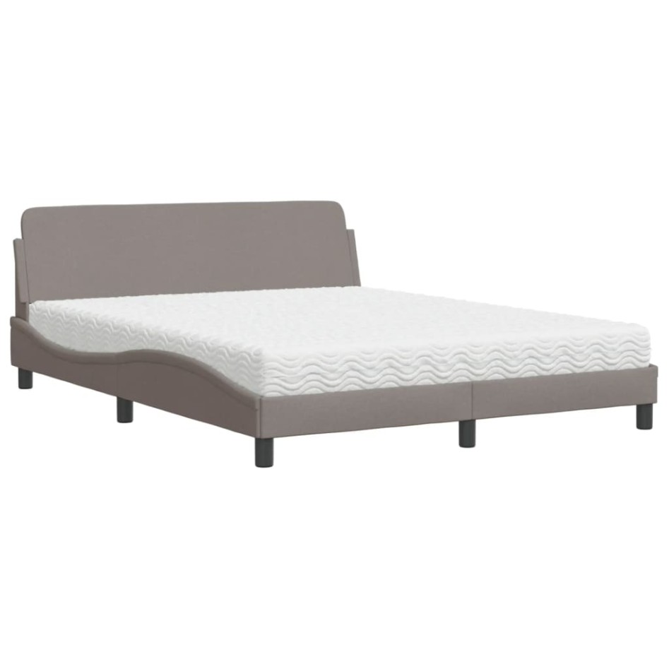 Cama con colchón de tela gris taupe 160x200