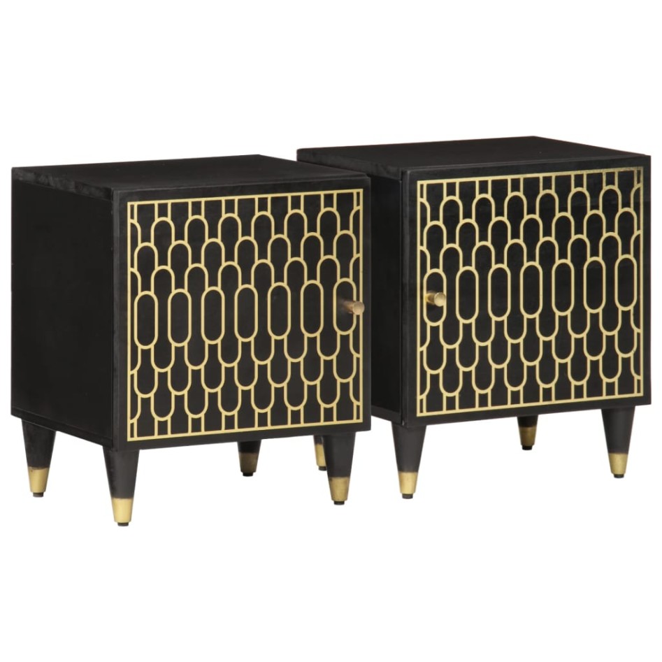 Mesitas de noche 2 uds madera maciza de mango 40x33x46