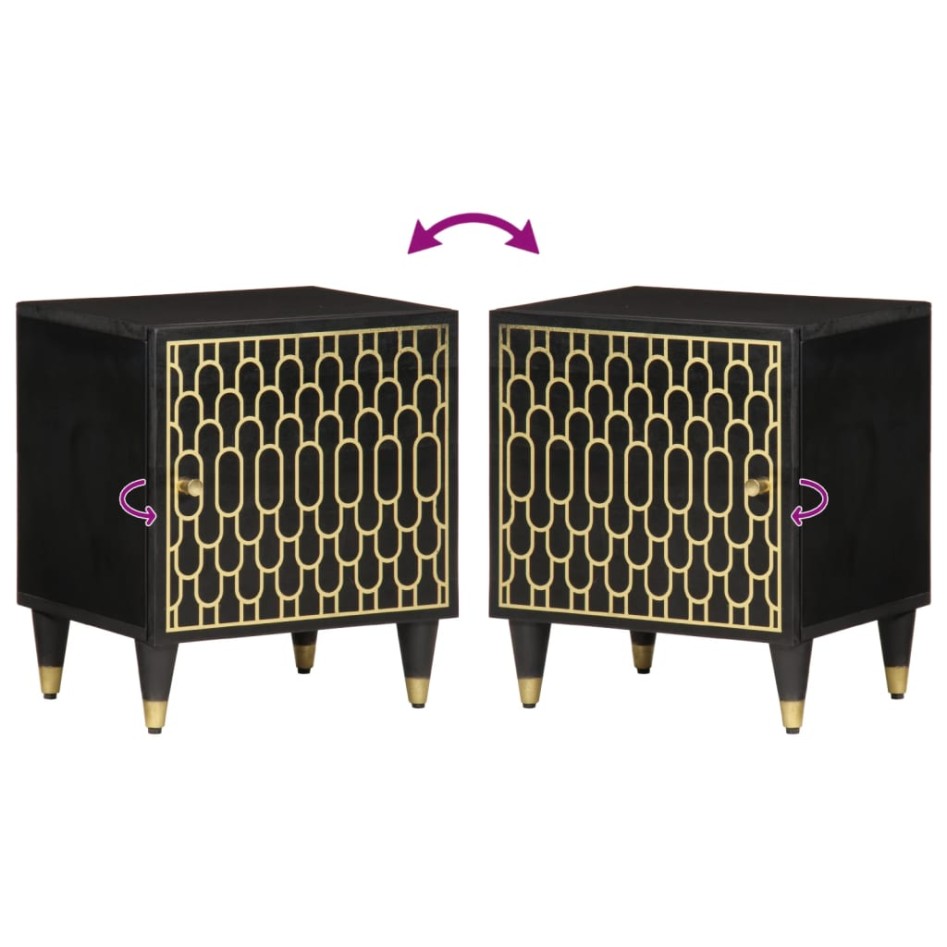 Mesitas de noche 2 uds madera maciza de mango 40x33x46