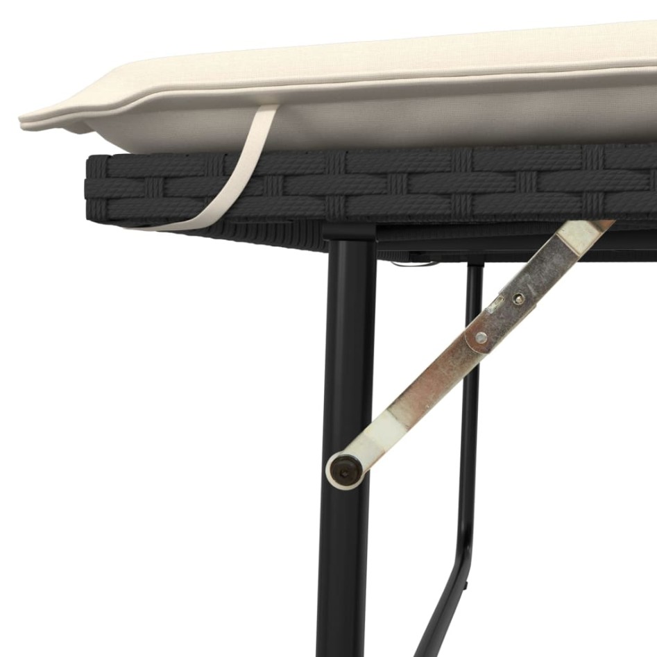 Banco de jardín con cojines y reposapiés ratán sintético