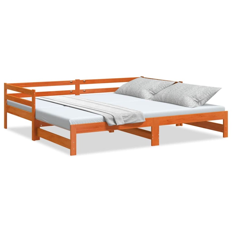 Sofá cama nido madera maciza de pino marrón cera 90x200