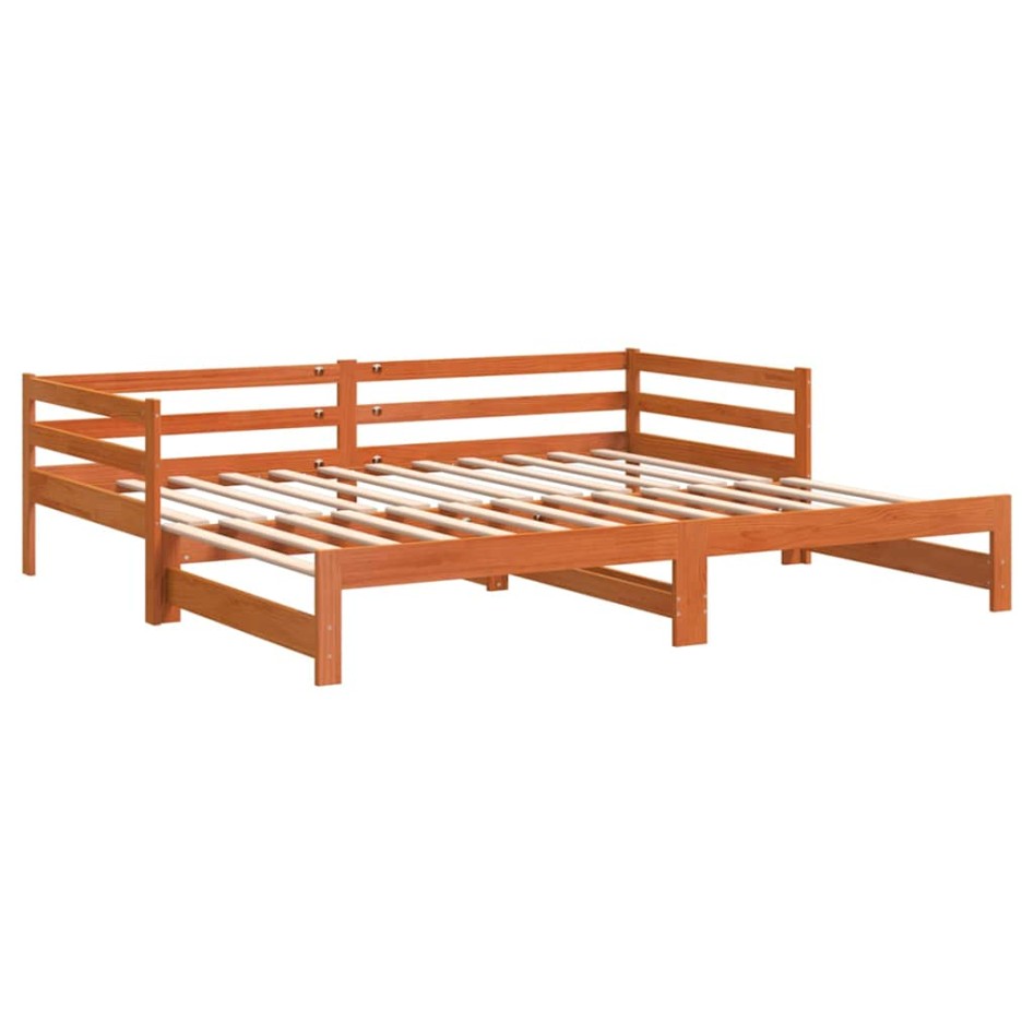 Sofá cama nido madera maciza de pino marrón cera 90x200