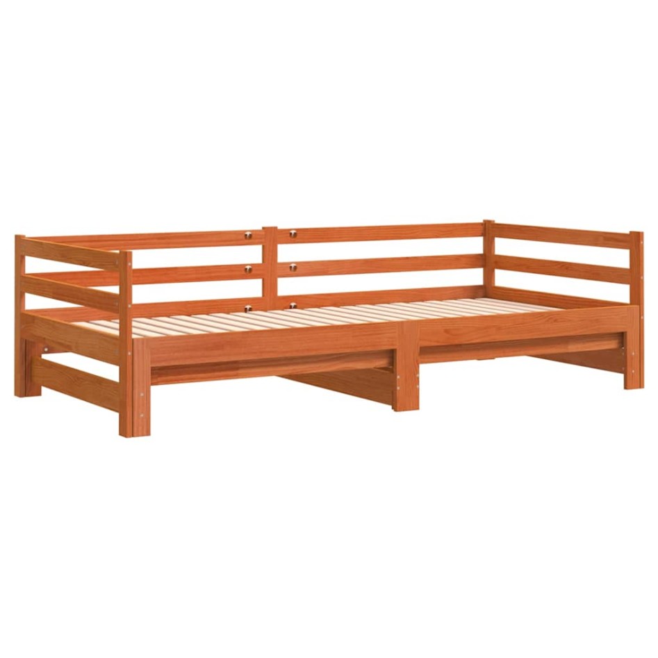 Sofá cama nido madera maciza de pino marrón cera 90x200