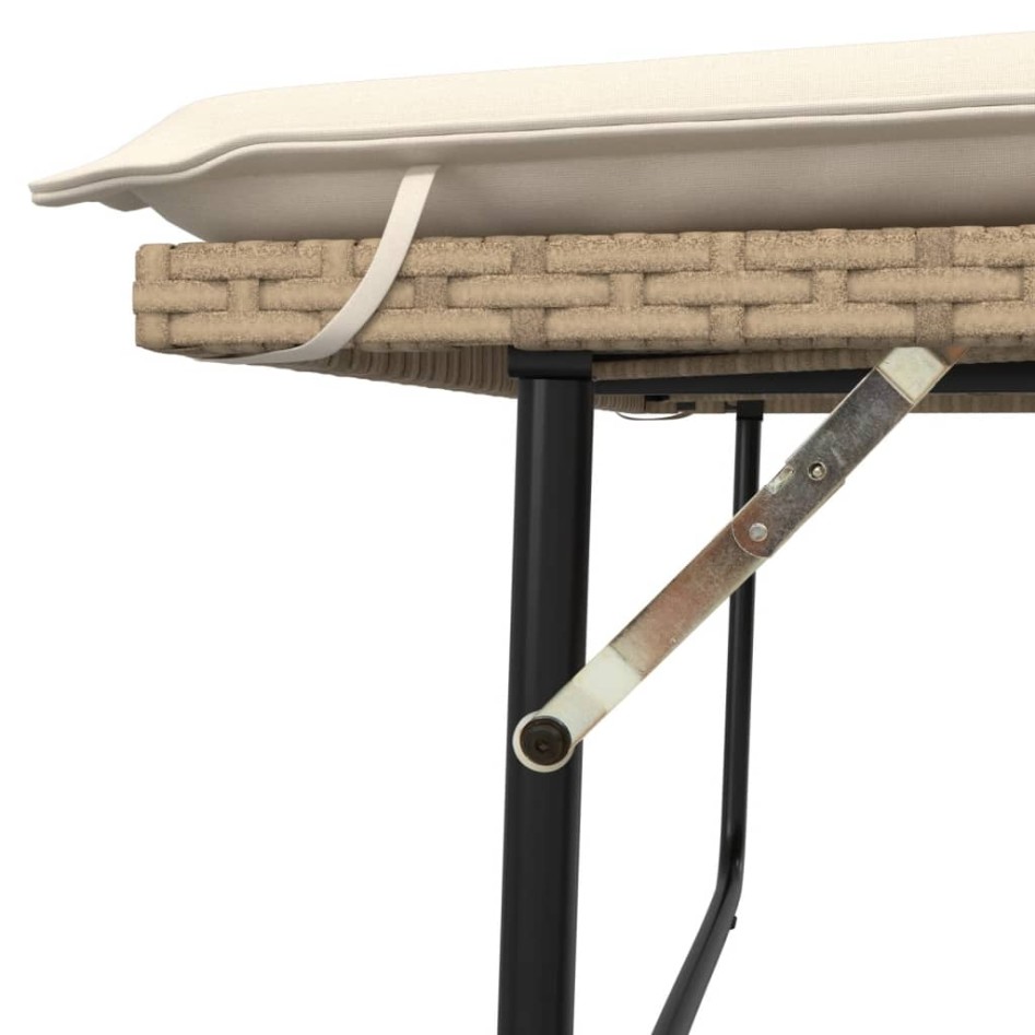 Banco de jardín con cojines y reposapiés ratán sintético