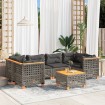 Set de sofás de jardín 7 pzas con cojines ratán sintético gris