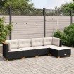 Set de muebles de jardín 5 pzas y cojines ratán sintético negro