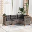 Set de sofás de jardín 4 pzas y cojines ratán sintético gris