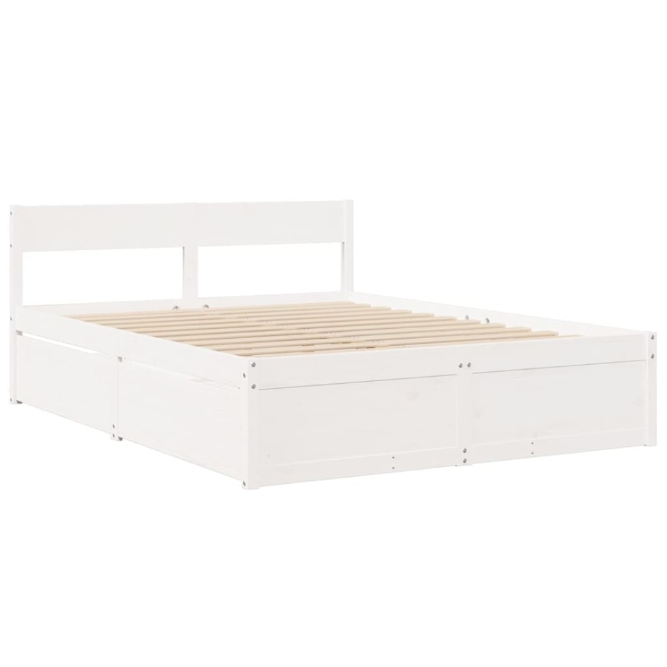 Estructura de cama sin colchón madera de pino blanca 140x200