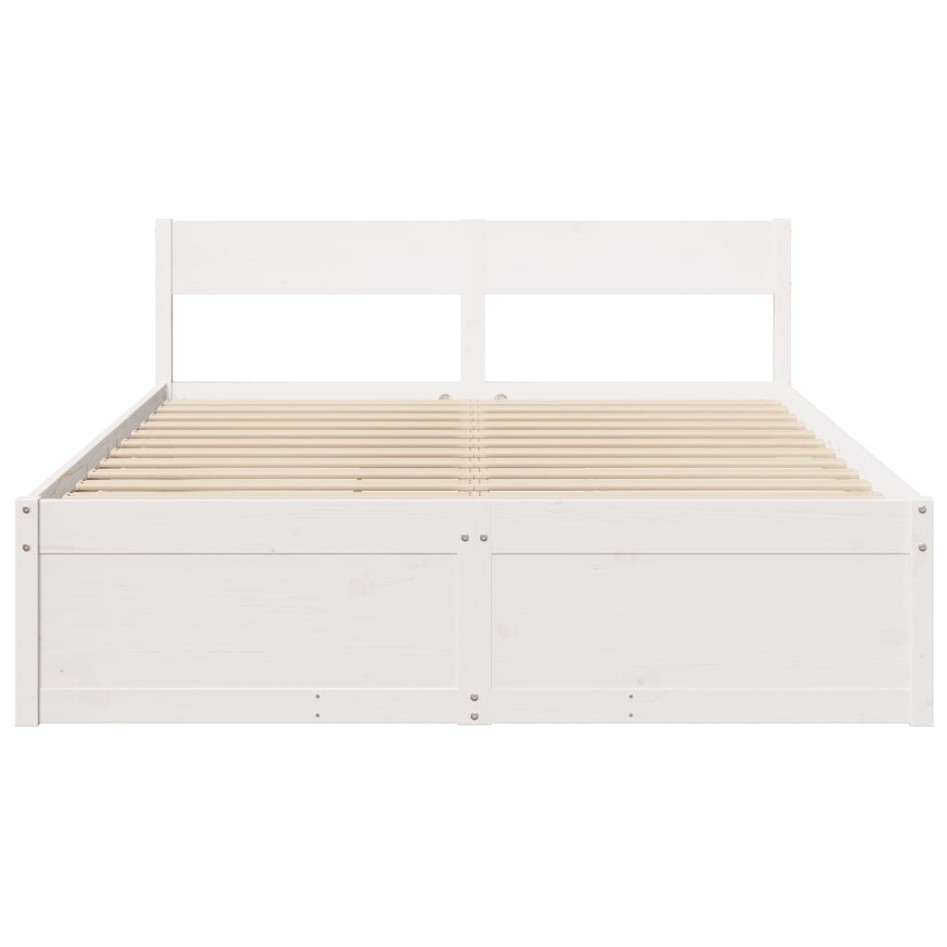 Estructura de cama sin colchón madera de pino blanca 140x200