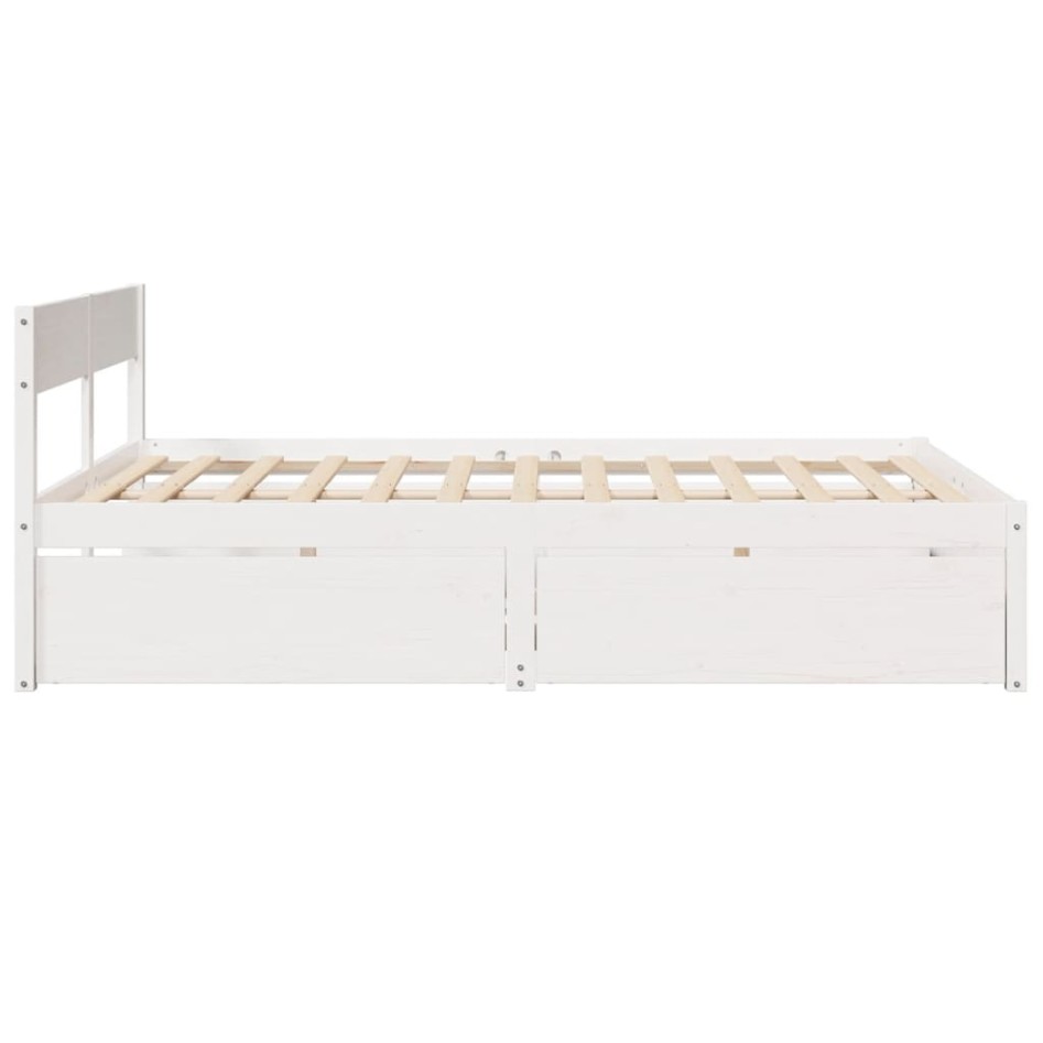 Estructura de cama sin colchón madera de pino blanca 140x200