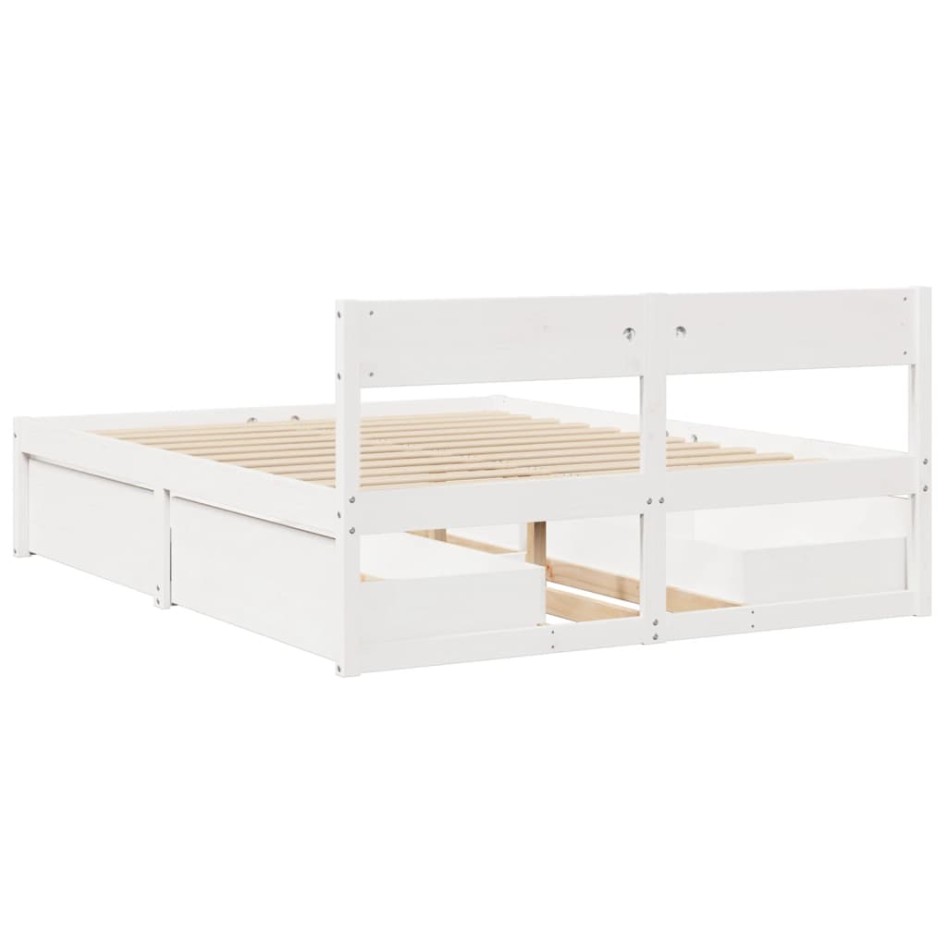 Estructura de cama sin colchón madera de pino blanca 140x200
