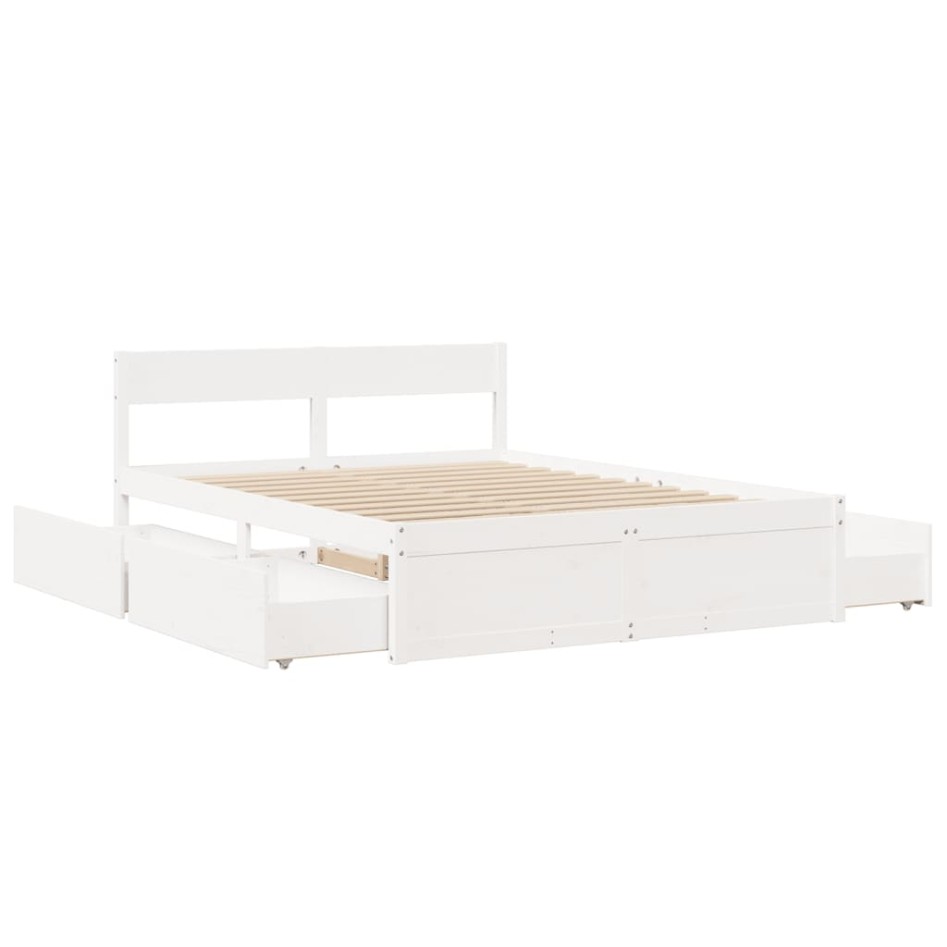 Estructura de cama sin colchón madera de pino blanca 140x200