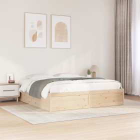 Estructura de cama sin colchón madera maciza de pino 200x200
