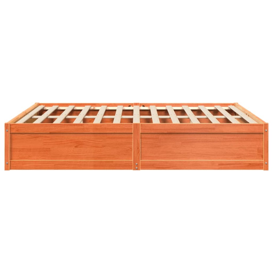 Cama sin colchón madera maciza de pino marrón cera 180x200