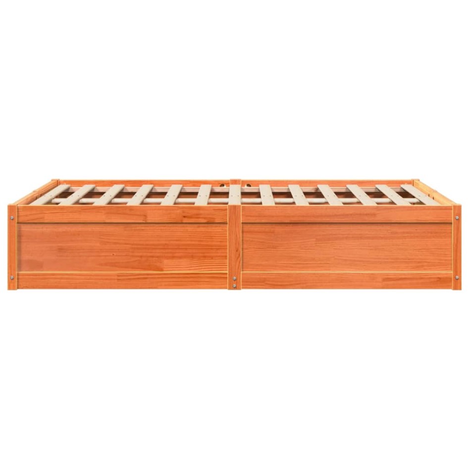 Cama sin colchón madera maciza de pino marrón cera 120x200