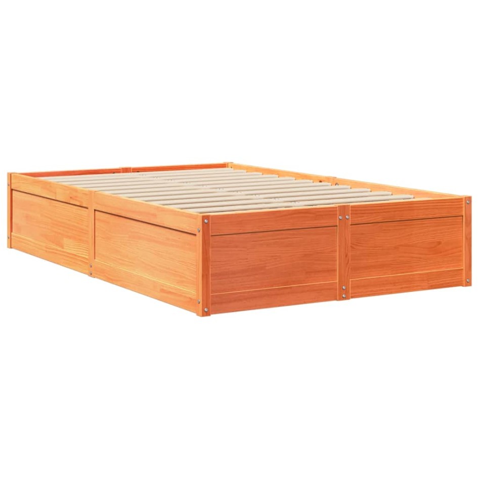 Estructura de cama sin colchón madera maciza marrón 120x190