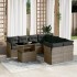Set de muebles de jardín 9 pzas y cojines ratán sintético