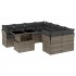 Set de muebles de jardín 9 pzas y cojines ratán sintético