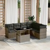 Set de sofás de jardín 7 pzas con cojines ratán sintético gris