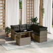 Set de muebles de jardín 6 pzas y cojines ratán sintético gris