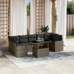 Set de sofás de jardín y cojines 8 piezas ratán sintético gris