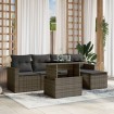 Set de muebles de jardín 6 pzas y cojines ratán sintético gris