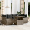 Set de sofás de jardín 7 pzas con cojines ratán sintético gris