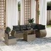 Set de sofás de jardín 7 pzas con cojines ratán sintético gris