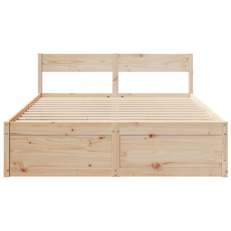 Estructura de cama sin colchón madera maciza de pino 160x200
