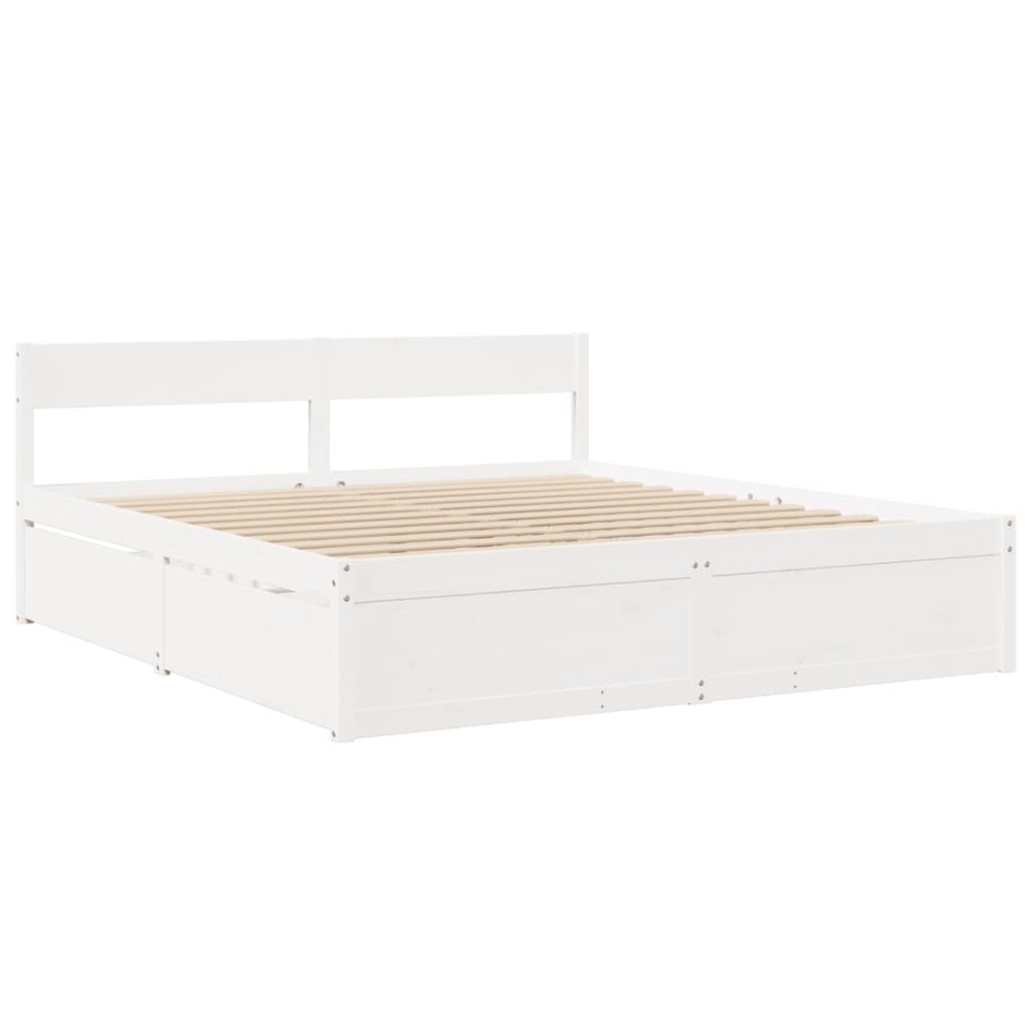 Estructura de cama sin colchón madera maciza blanca 200x200