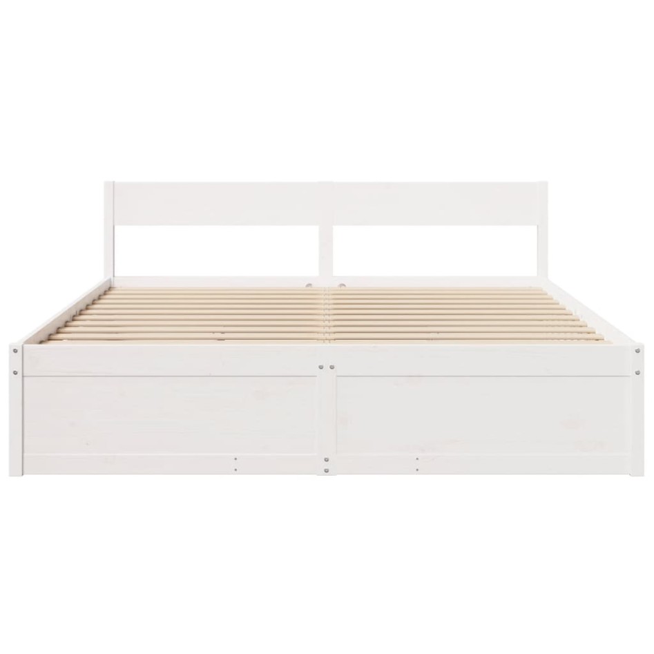 Estructura de cama sin colchón madera maciza blanca 200x200